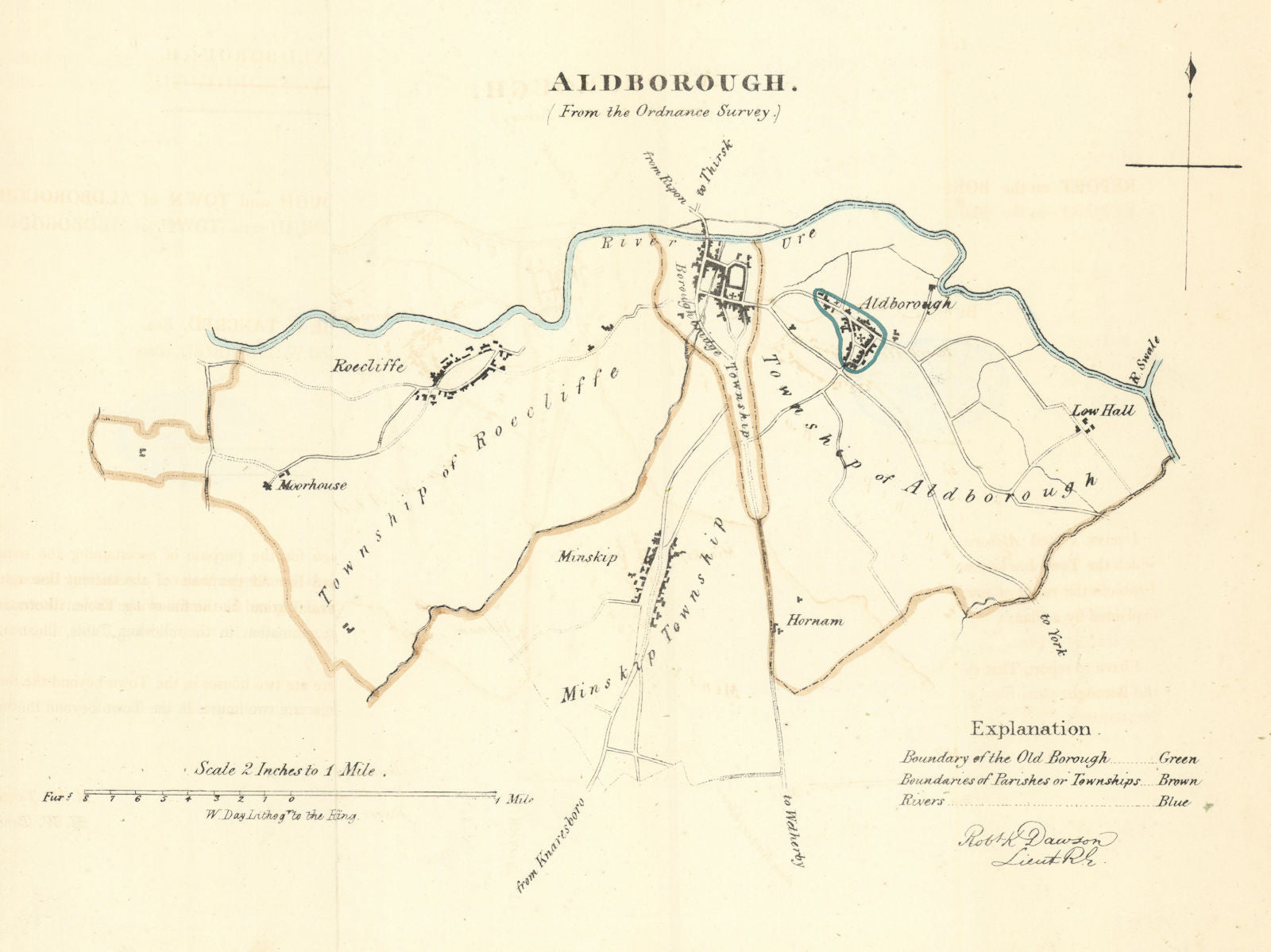 ALDBOROUGH & BOROUGHBRIDGE borough/town plan. REFORM ACT. DAWSON 1832 old map